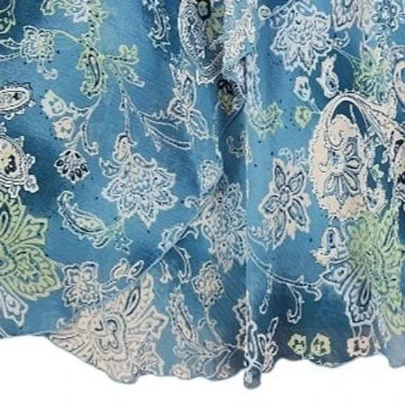 Fairy Dress 16W Dress barn Midi Blue Floral Paisley Ruffle Flutter Sleeve Whimsy - Picture 7 of 11